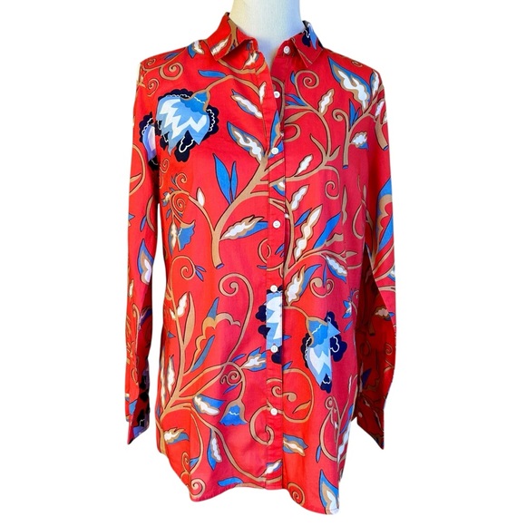 J. McLaughlin Tops - J. McLaughlin Lois button up blouse coral floral sz L